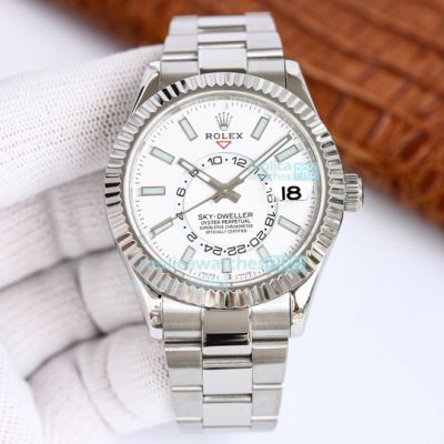 Swiss Rolex Sky Dweller White Dial Stainless Steel Men's Watch 42mm 